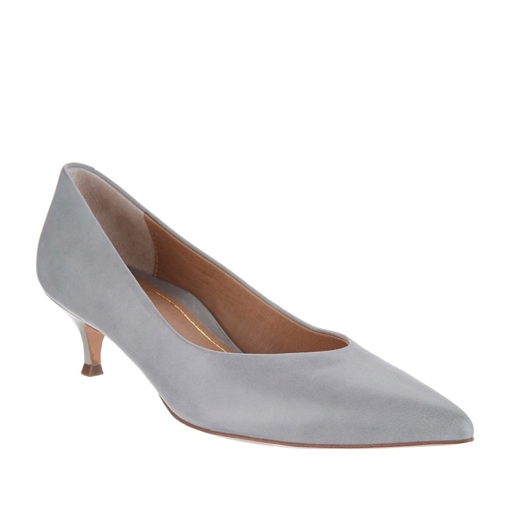 Vionic • Josie Kitten Heel pump grey pointed toe leather cushioned orthotic
